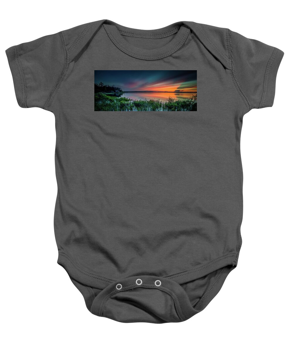 Wisconsin Baby Onesie featuring the photograph Mud Bay sunset 4 by David Heilman