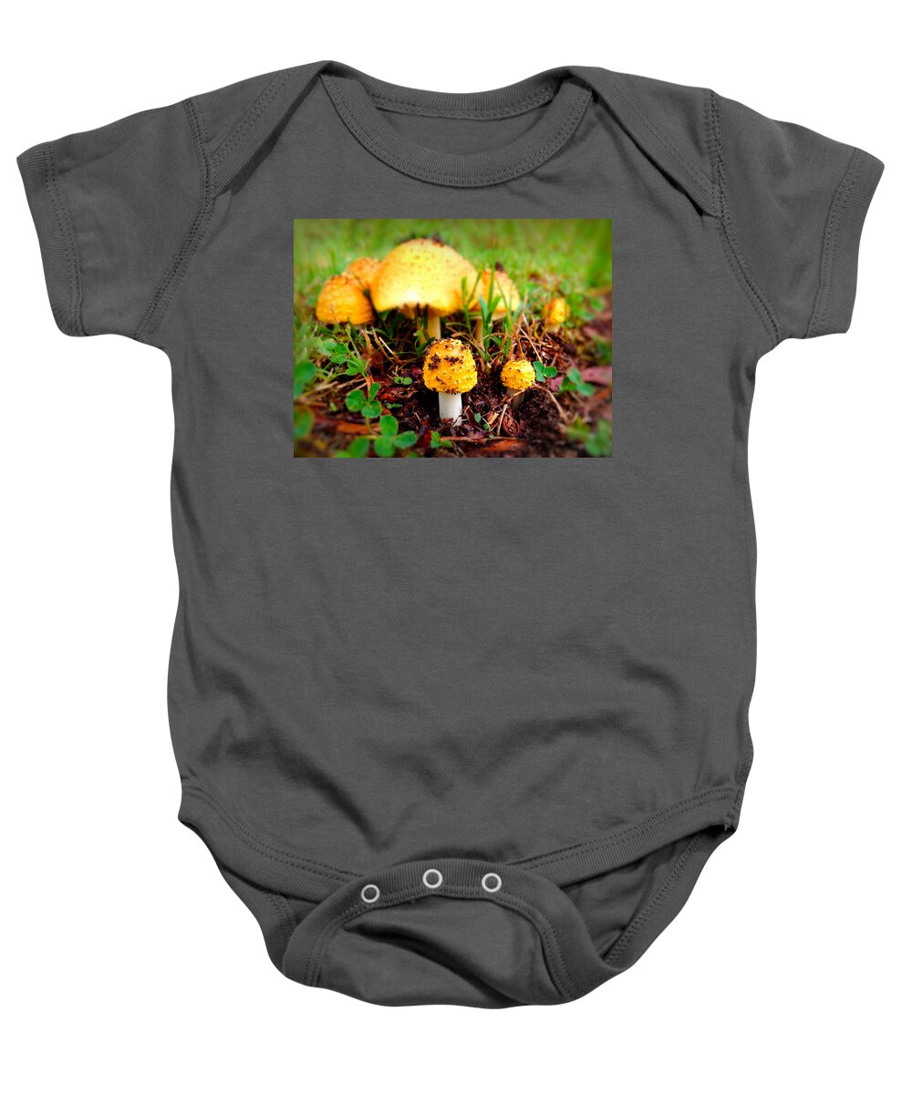 Landscape Baby Onesie featuring the photograph Mushrooms in Wonder by Morgan Carter
