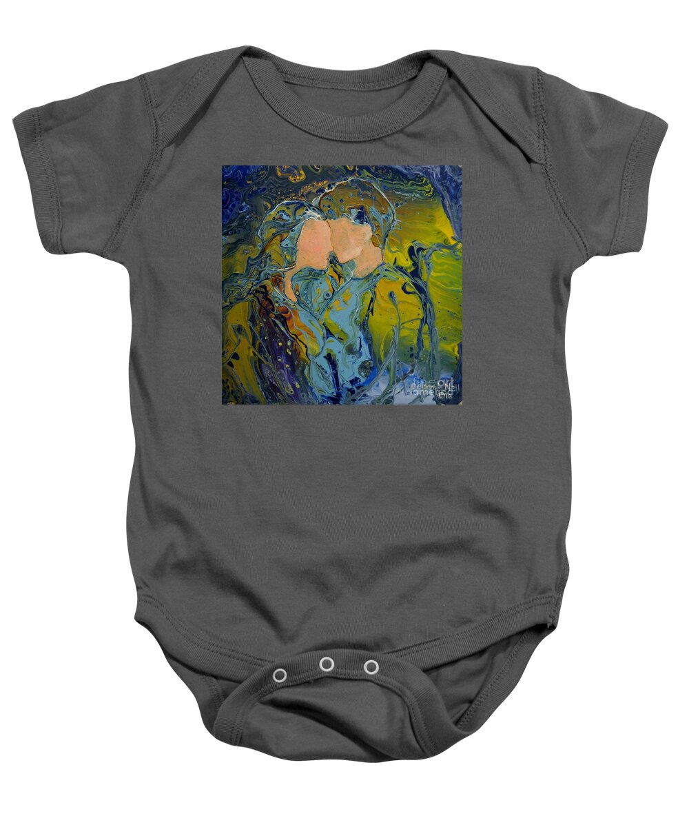 Romantic Couple Baby Onesie featuring the painting My Fair Lady by Deborah Nell