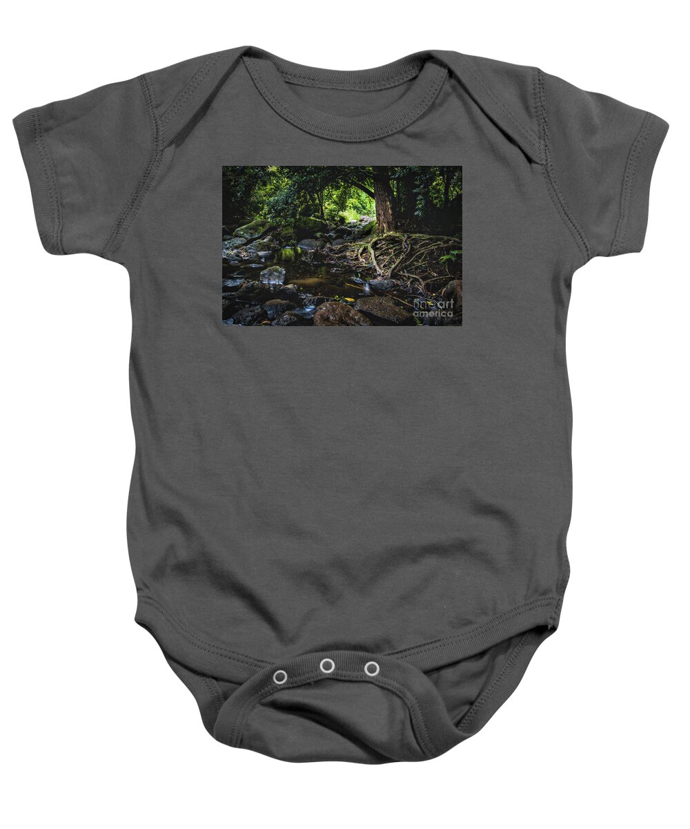 My Jungle Roots.jungle Baby Onesie featuring the photograph My Jungle Roots by Mitch Shindelbower