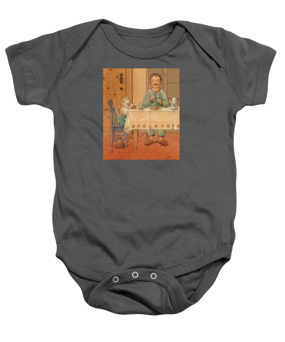 Animals Baby Onesie featuring the painting Mysterious Guest by Kestutis Kasparavicius