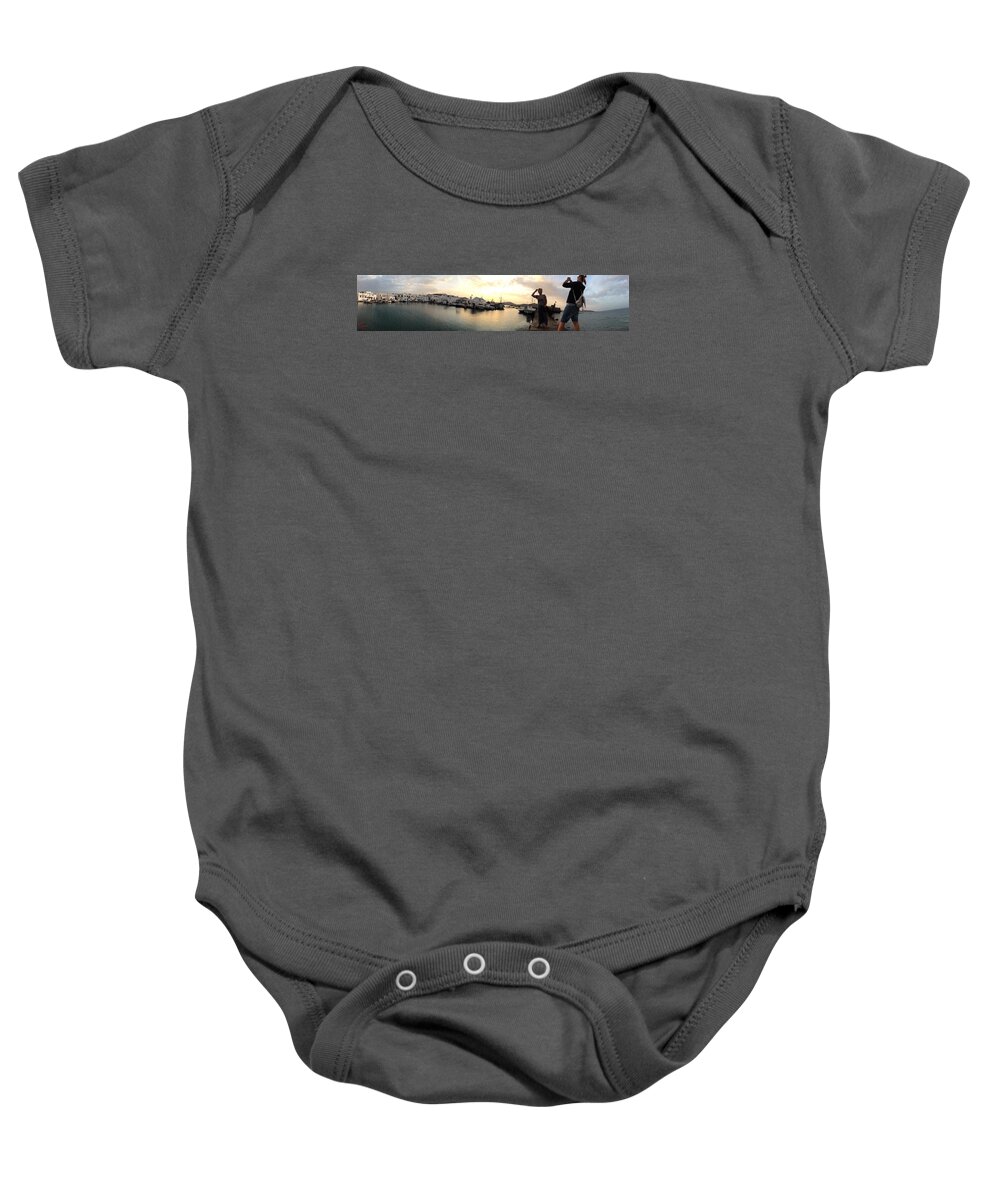 Colette Baby Onesie featuring the photograph Naoussa By Night Paros Island by Colette V Hera Guggenheim