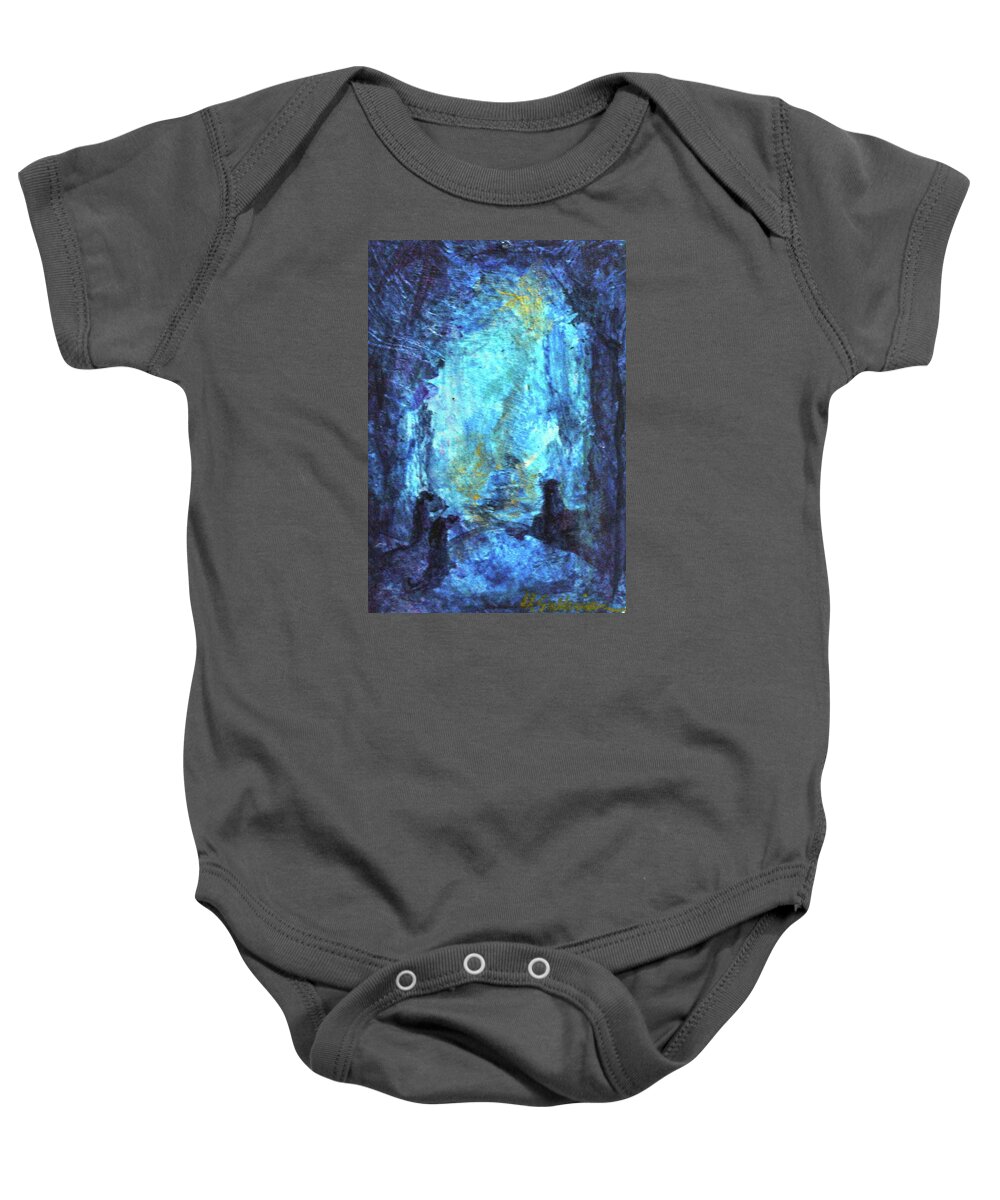 Abstract Art Baby Onesie featuring the painting Nativity by Mary Sullivan