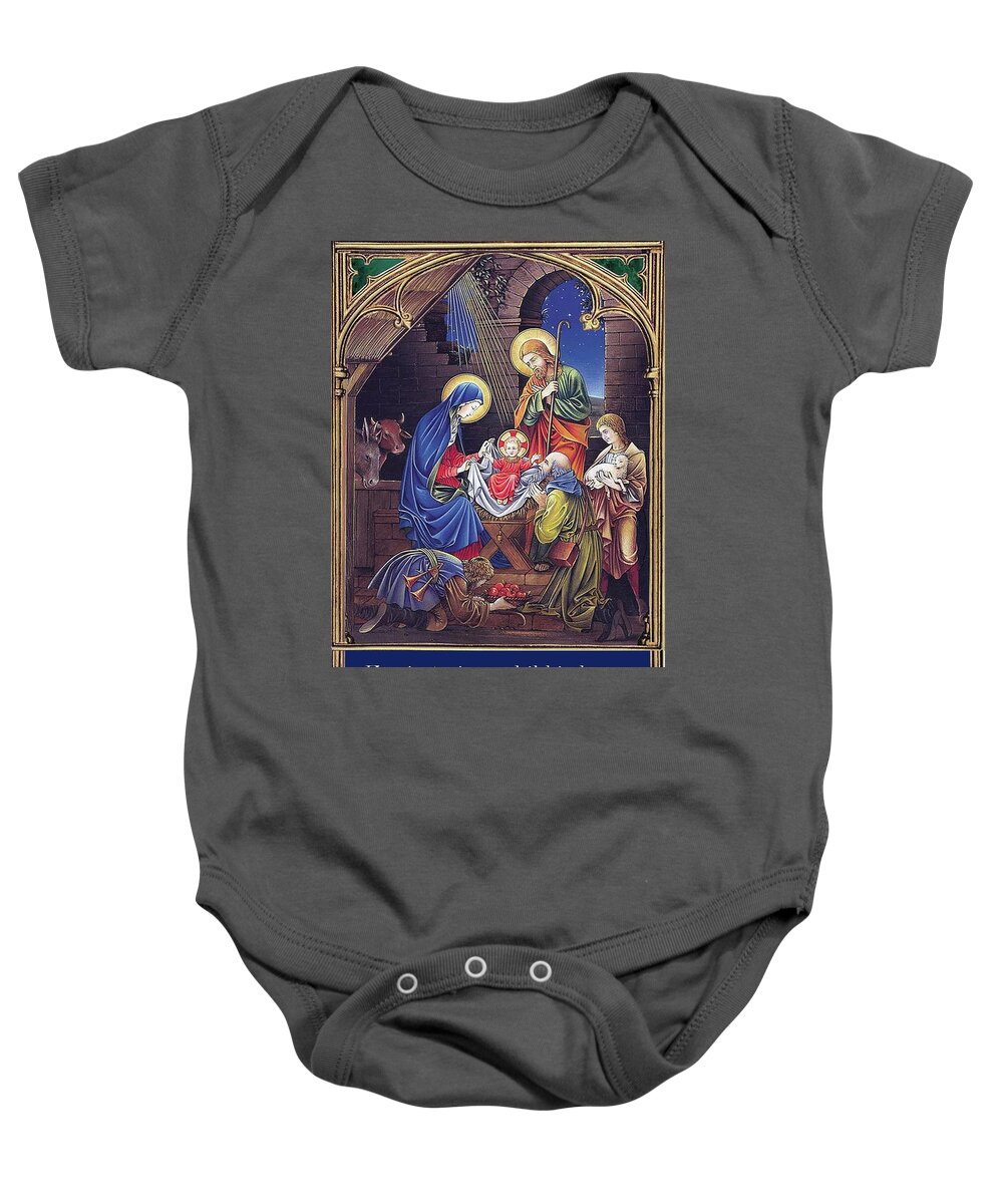 Christmas Baby Onesie featuring the painting Nativity by Artist Unknown