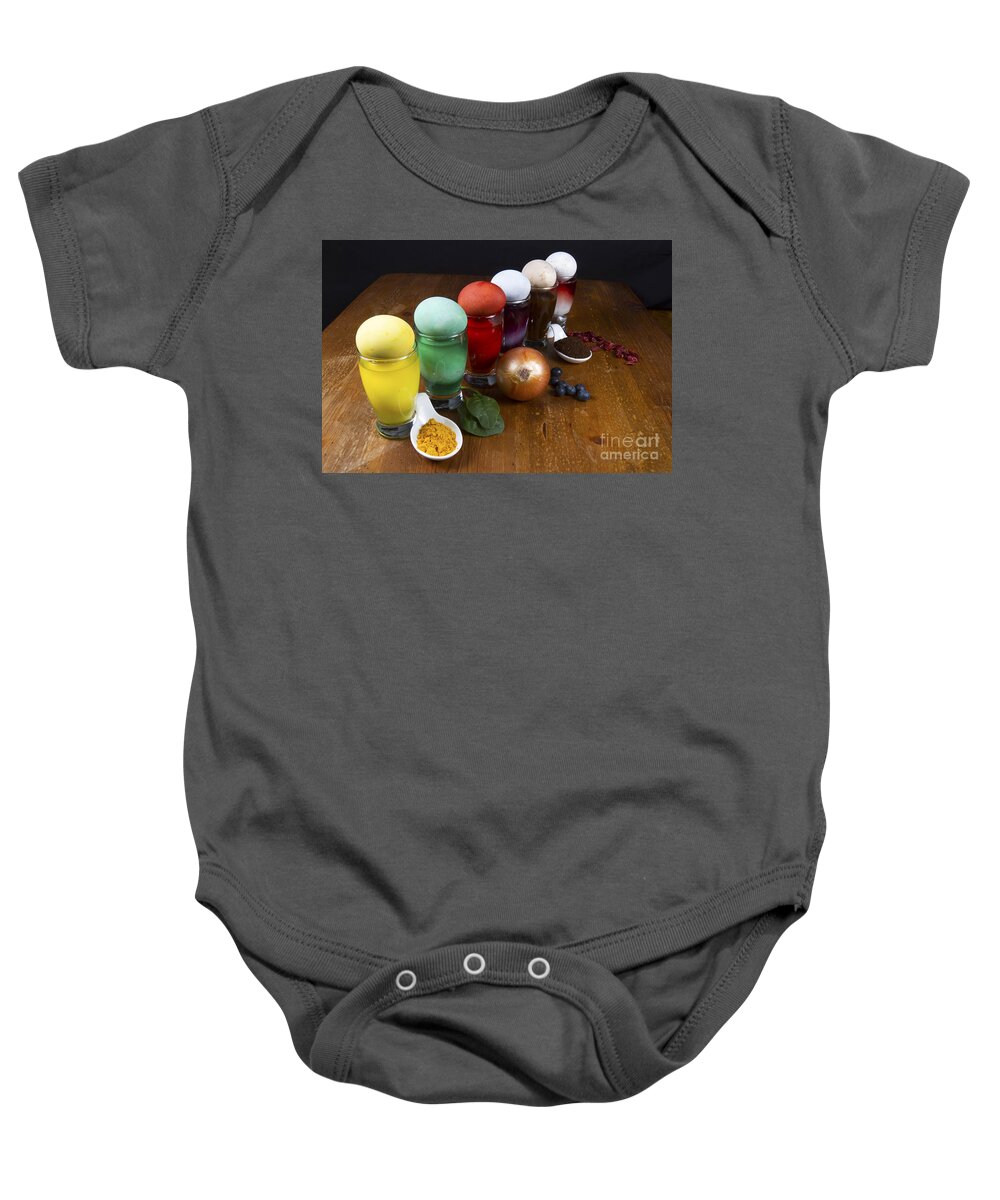 Easter Baby Onesie featuring the photograph Natural Easter Egg dyes by Karen Foley