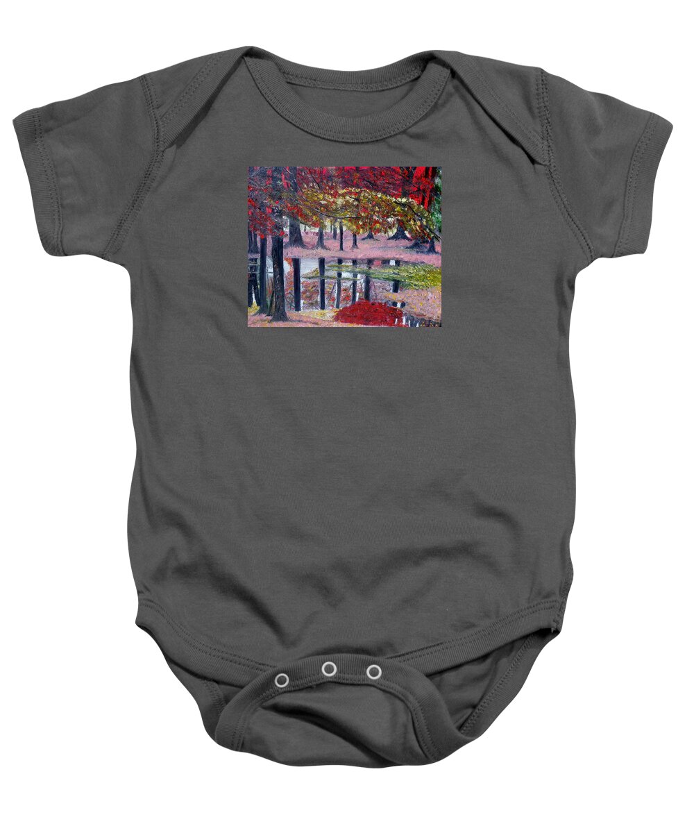 Fall Leaves Baby Onesie featuring the painting Natures painting by Marilyn McNish