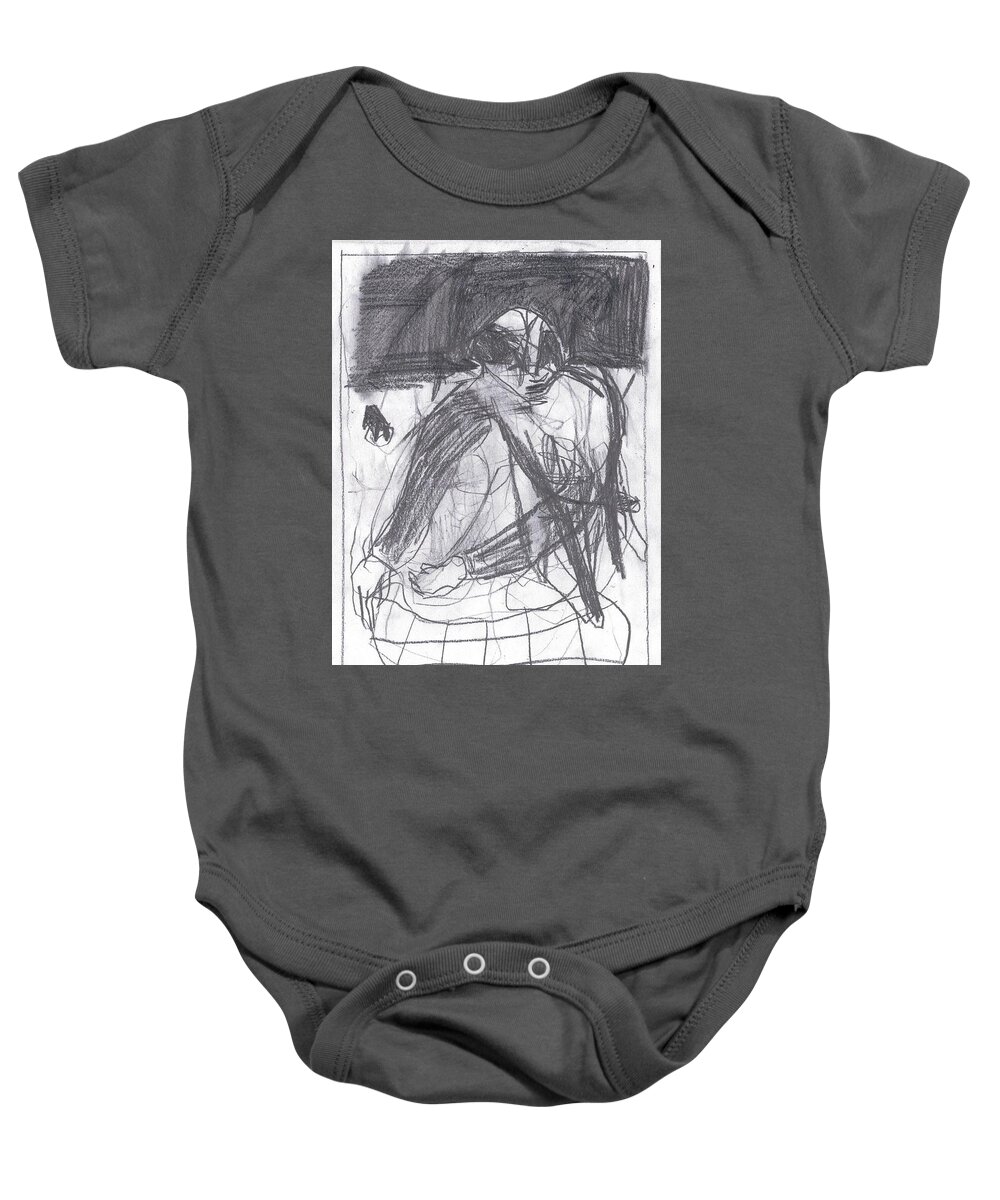 Sketch Baby Onesie featuring the drawing Net landscape by Edgeworth Johnstone