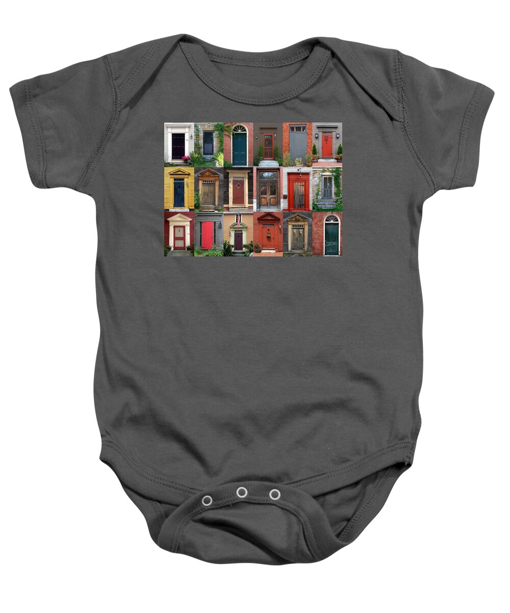 New England Baby Onesie featuring the photograph New England Doors by Brett Pelletier