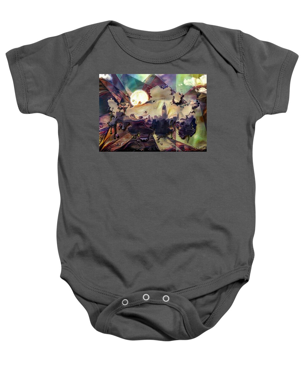 Moon Baby Onesie featuring the digital art New York by Bruce Rolff