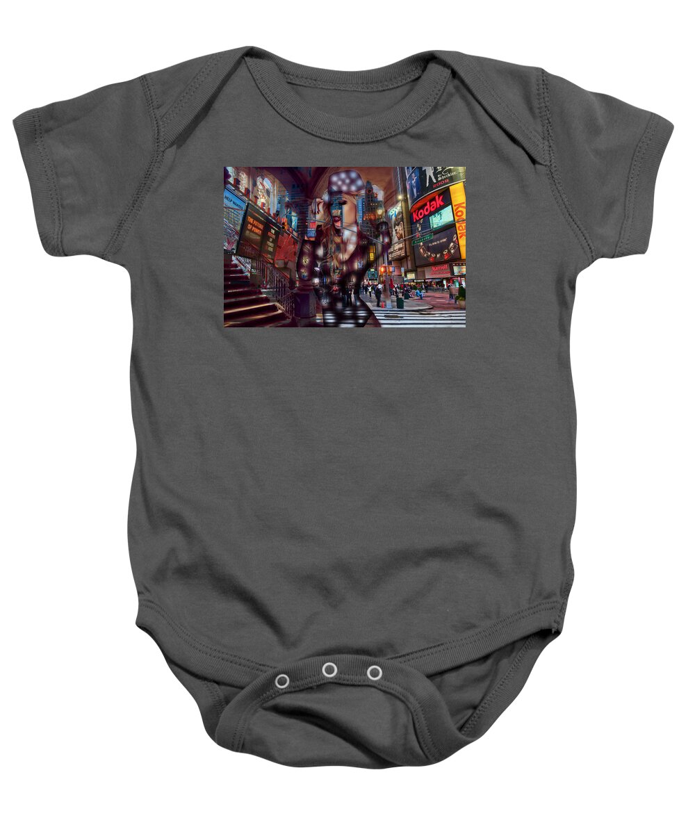 New York Art Baby Onesie featuring the mixed media New York New York by Marvin Blaine