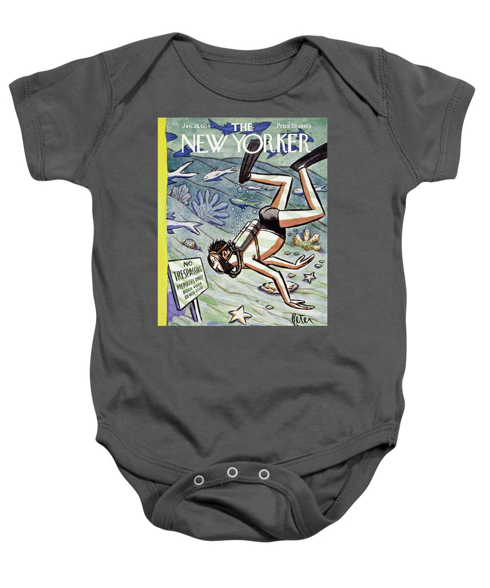 Scuba Baby Onesie featuring the painting New Yorker January 28 1956 by Peter Arno