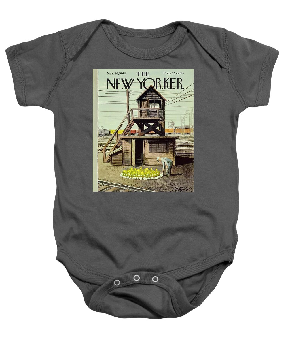 Illustration Baby Onesie featuring the painting New Yorker March 26 1960 by Arthur Getz
