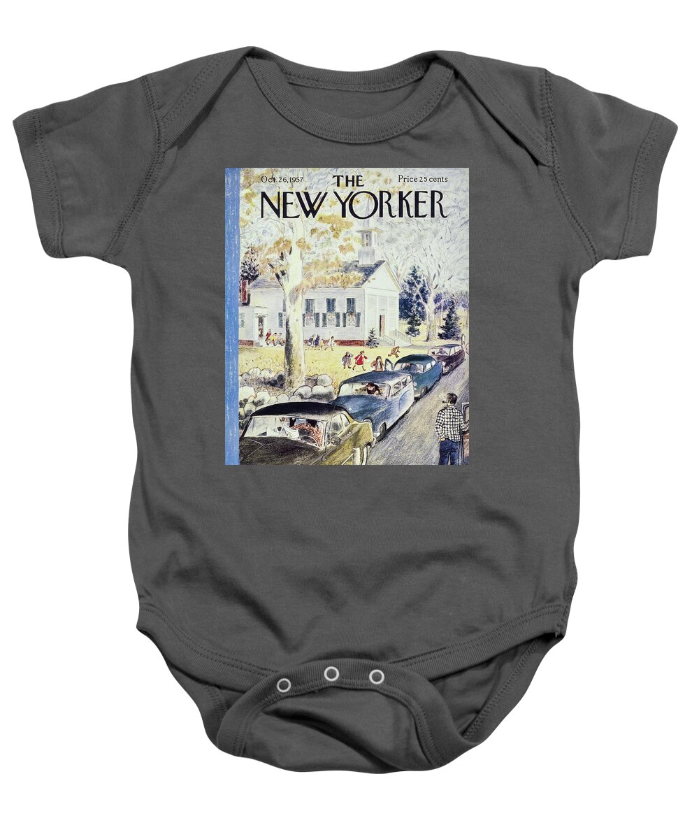 Men Baby Onesie featuring the painting New Yorker October 26th 1957 by Garrett Price