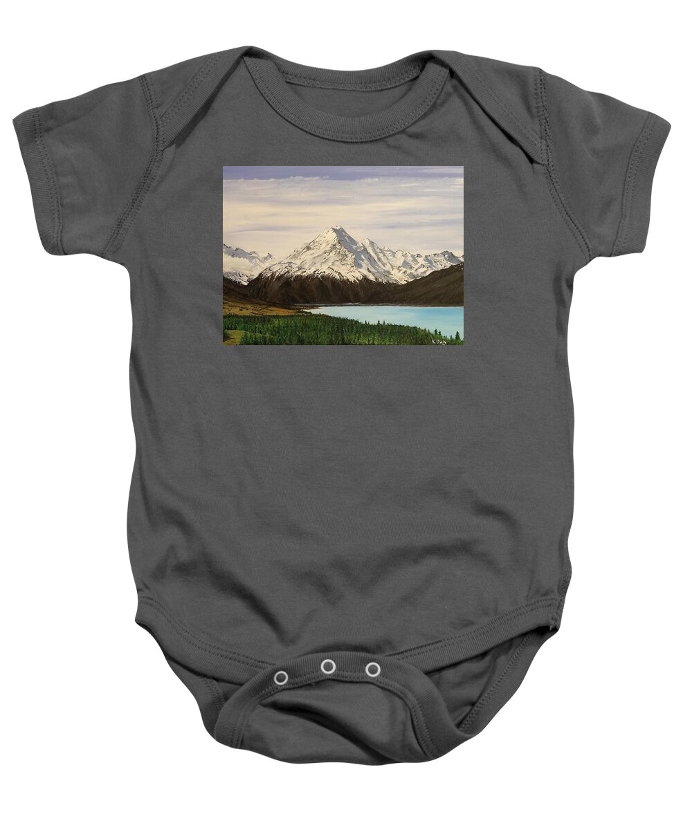 New Zealand Baby Onesie featuring the painting New Zealand Lake by Kevin Daly