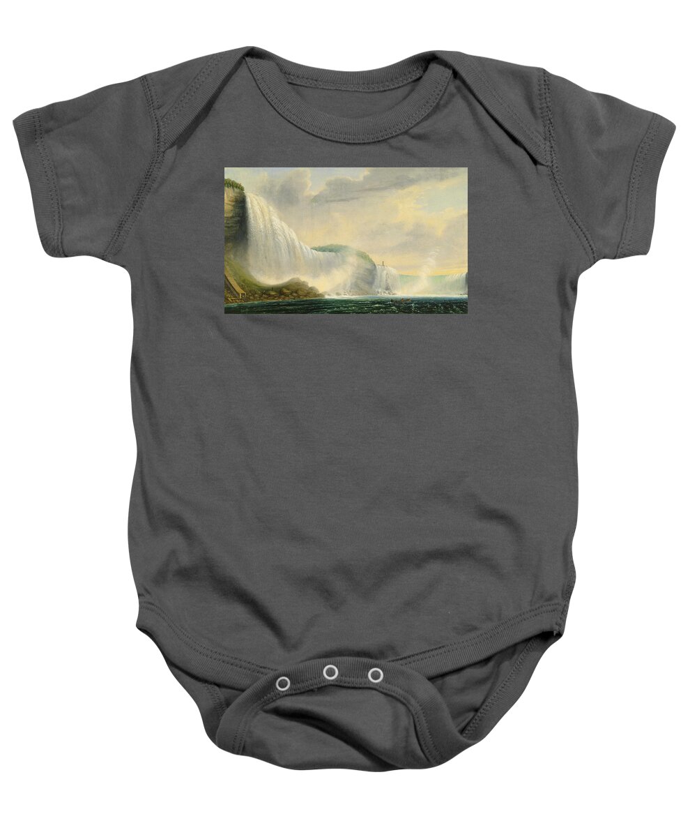 Attributed To Ferdinand Richardt Baby Onesie featuring the painting Niagara Falls by Attributed to Ferdinand Richardt