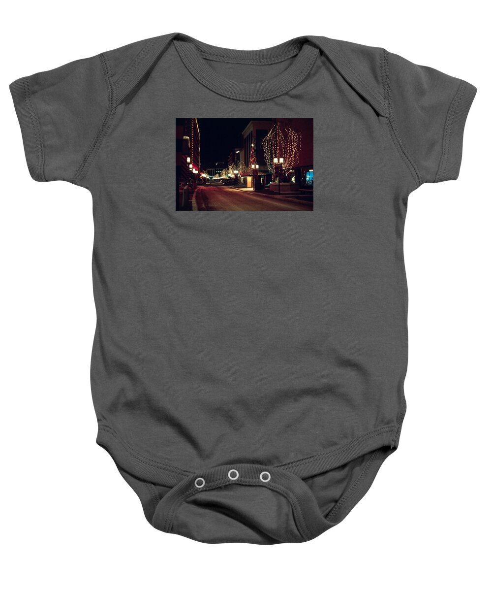 Book Work Baby Onesie featuring the photograph Nicollet Mall Christmas by Mike Evangelist