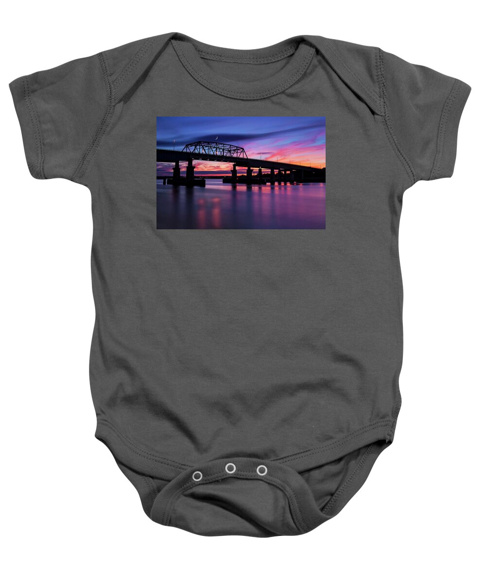 Secaucus Baby Onesie featuring the photograph NJ Meadowlands Sunset by Susan Candelario