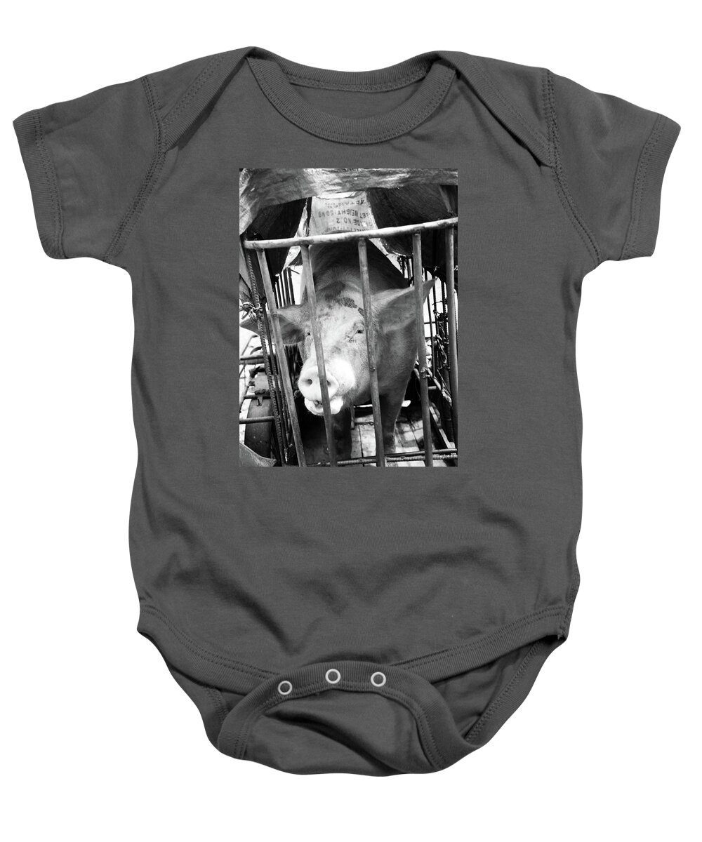 Mati Baby Onesie featuring the photograph No More Grunt by Jez C Self