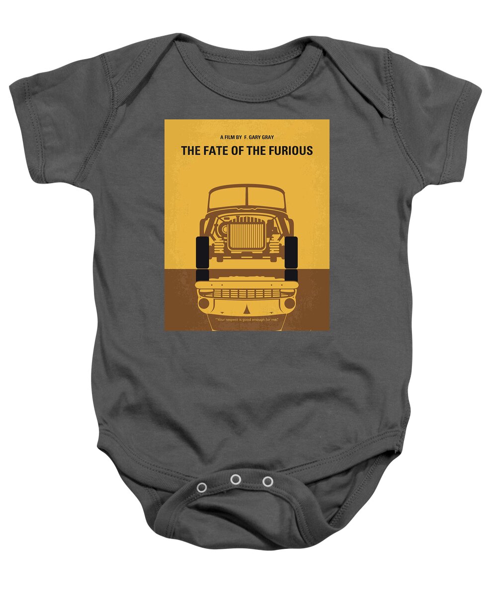 The Fate Of The Furious Baby Onesie featuring the digital art No207-8 My The Fate of the Furious minimal movie poster by Chungkong Art