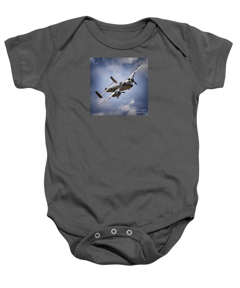 Transportation Baby Onesie featuring the photograph Pacific Princess North American B-25 Mitchell Silver Blue by Gus McCrea