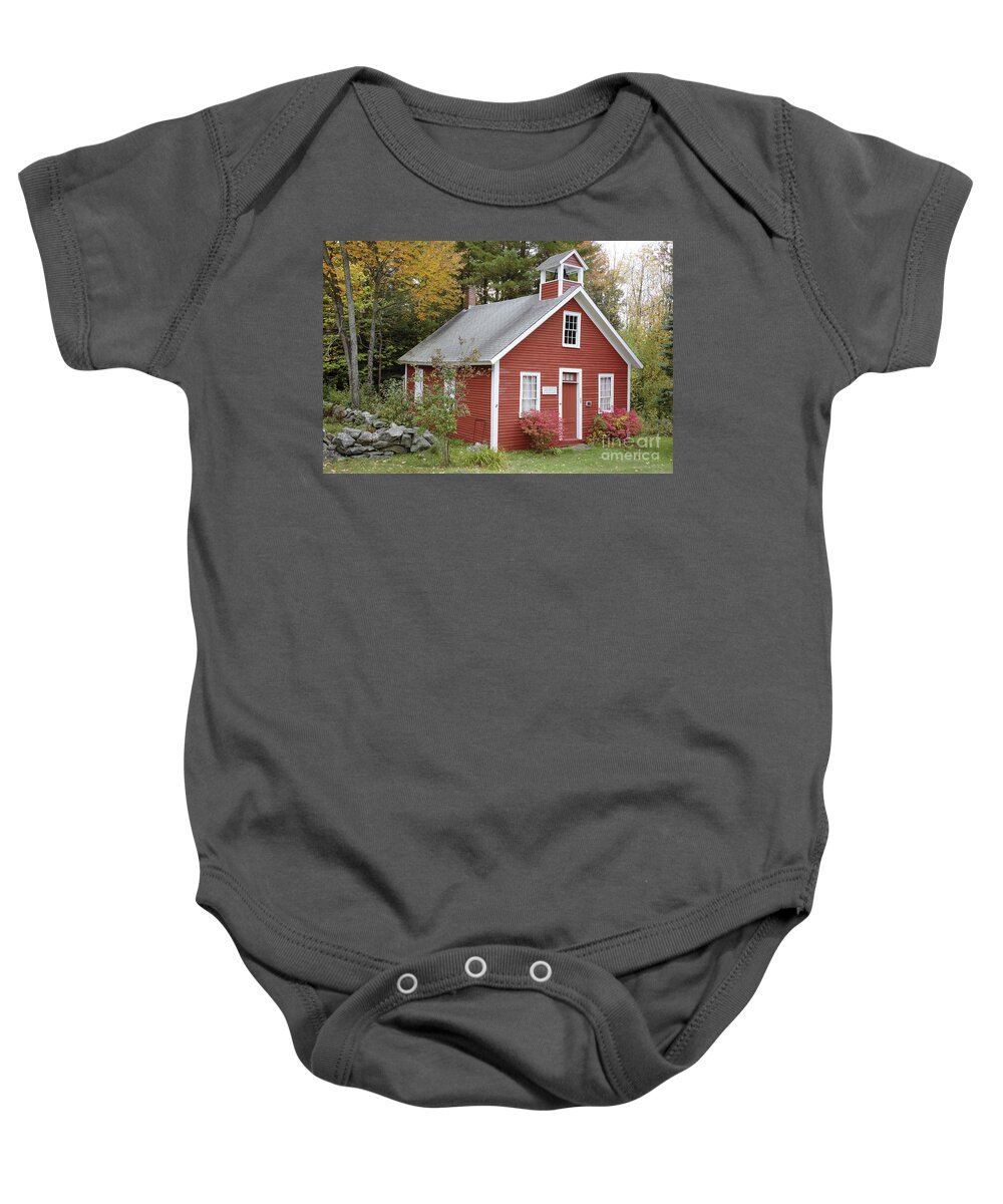 New Hampshire Baby Onesie featuring the photograph North District School House - Dorchester New Hampshire by Erin Paul Donovan