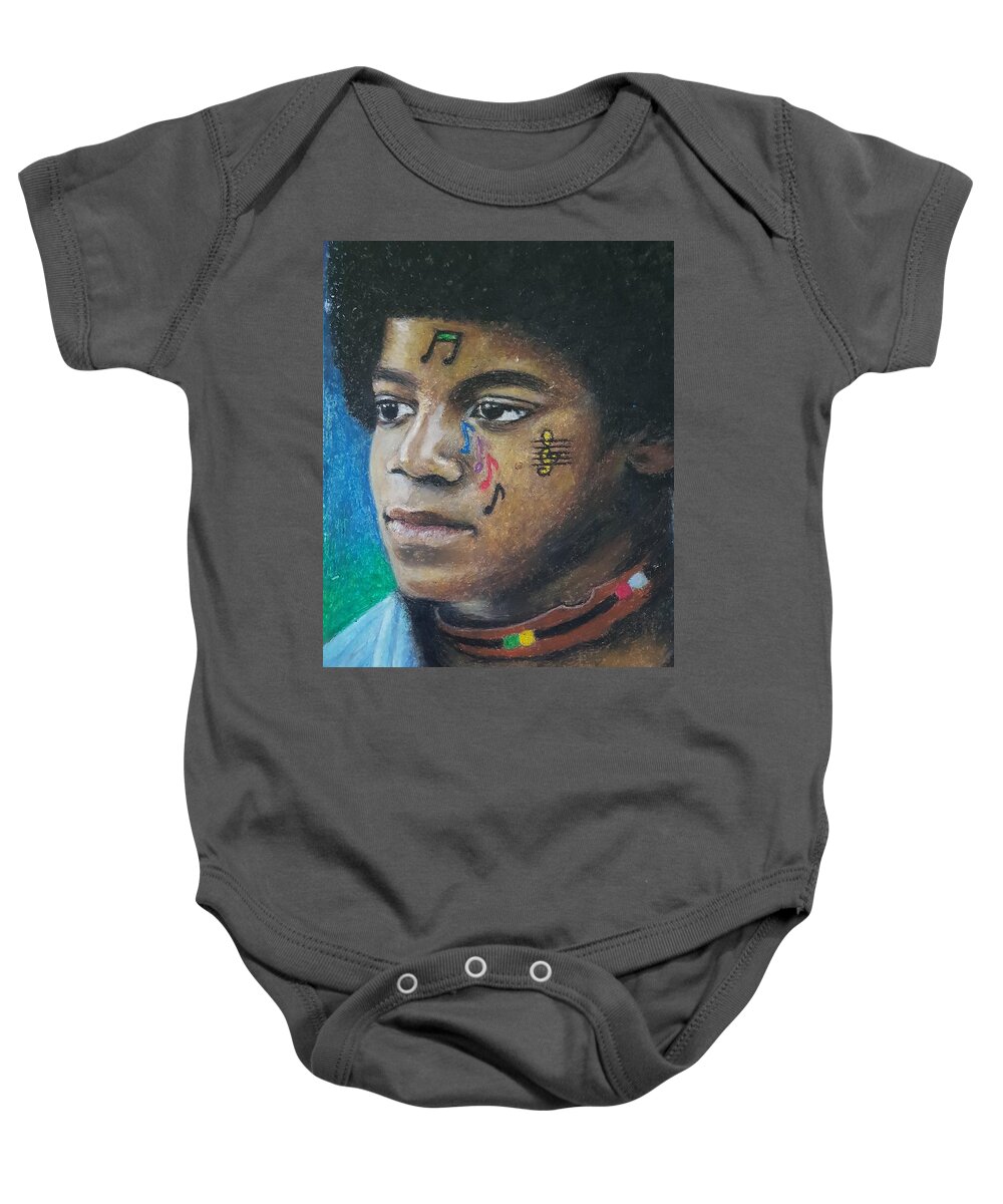 Michael Jackson Art Baby Onesie featuring the pastel Notes Of Love by Cassy Allsworth
