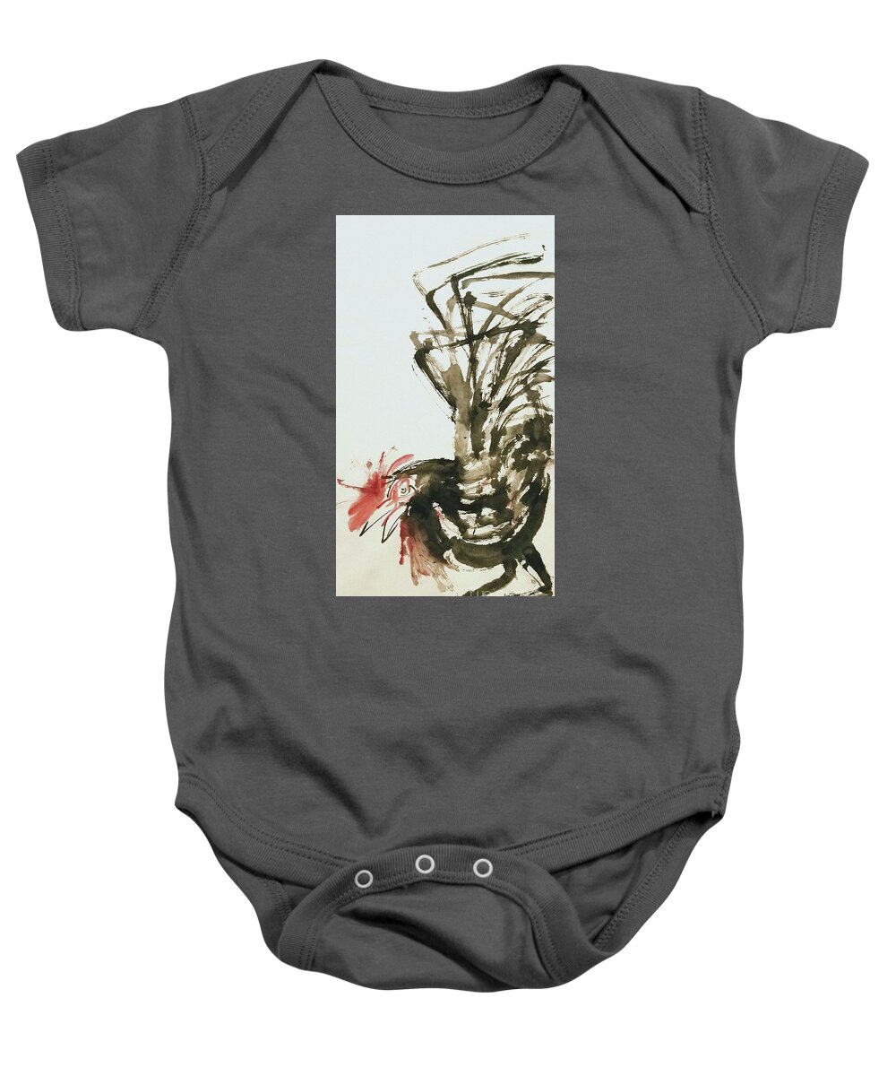 Animal Portrait Baby Onesie featuring the painting Attitude by Lisa Debaets