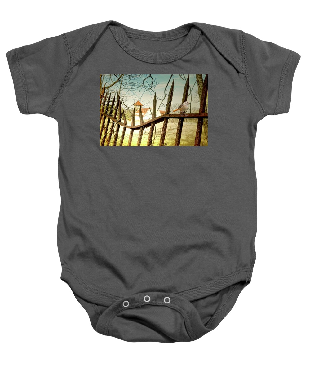 Fence Baby Onesie featuring the photograph Nothings Perfect by Diana Angstadt