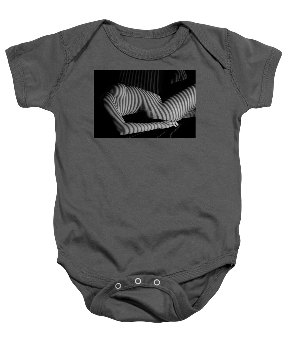 Nude Baby Onesie featuring the photograph Nude with stripe by Kiran Joshi