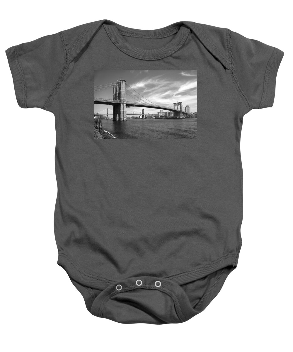 Bridge Baby Onesie featuring the photograph NYC Brooklyn Bridge by Mike McGlothlen