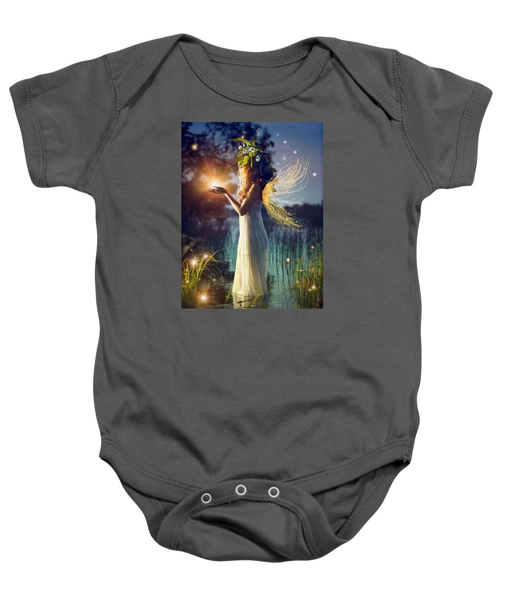 Nymph Of August Baby Onesie featuring the digital art Nymph of August by Lilia D
