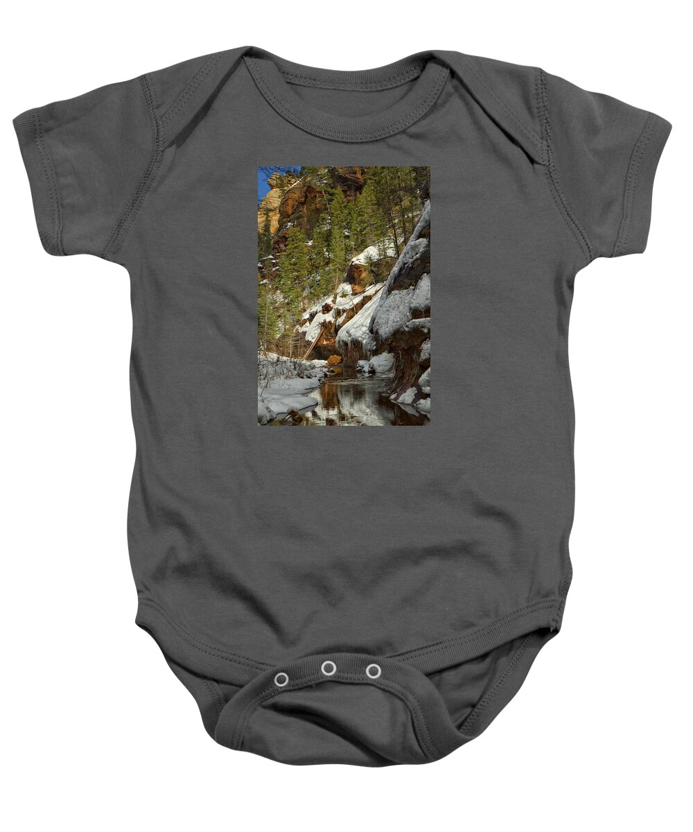 Westfork Trail Baby Onesie featuring the photograph Oak Creek Beckons by Tom Kelly
