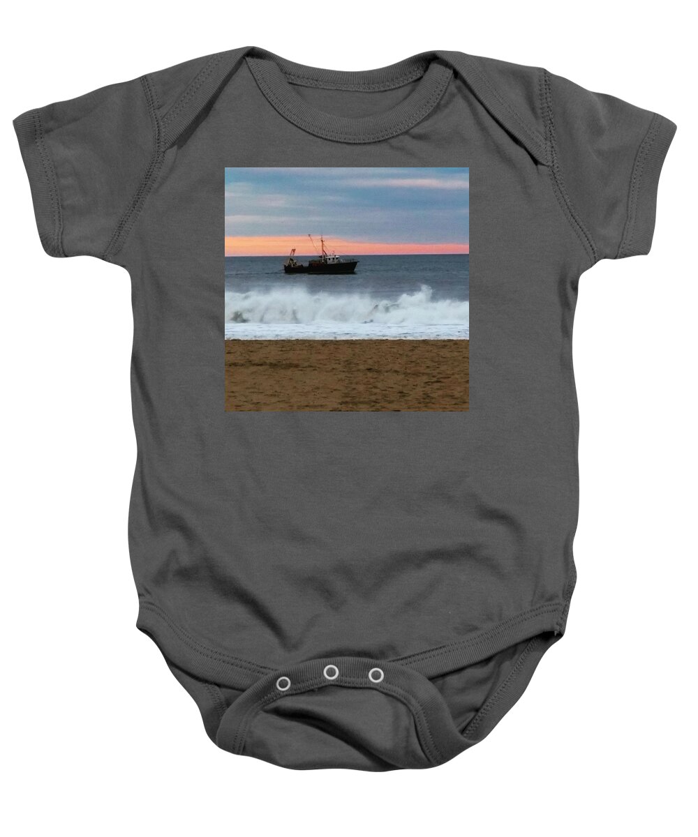 Ocean Baby Onesie featuring the photograph Ocean Tug in the Storm by Vic Ritchey