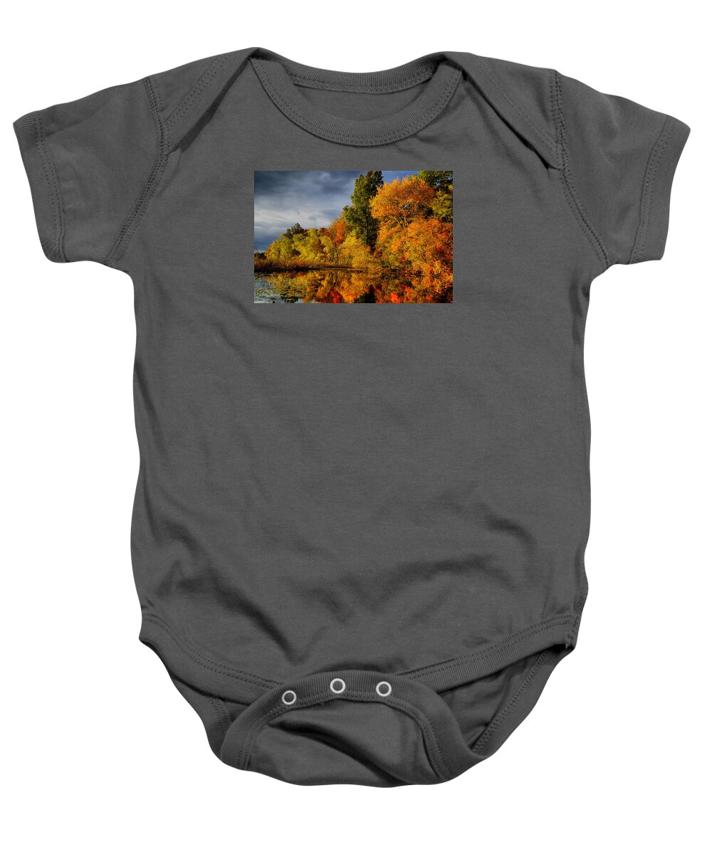 October Baby Onesie featuring the photograph October Foliage by Lilia D