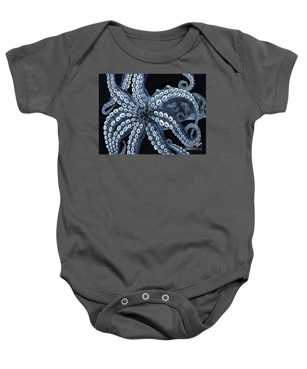 Octopus Baby Onesie featuring the painting Octopoda by JoAnn Wheeler