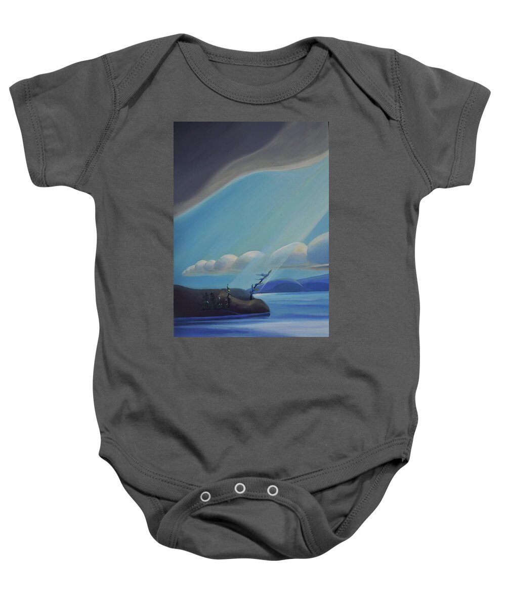 Triptych Baby Onesie featuring the painting Ode to the North II - Left Panel by Barbel Smith