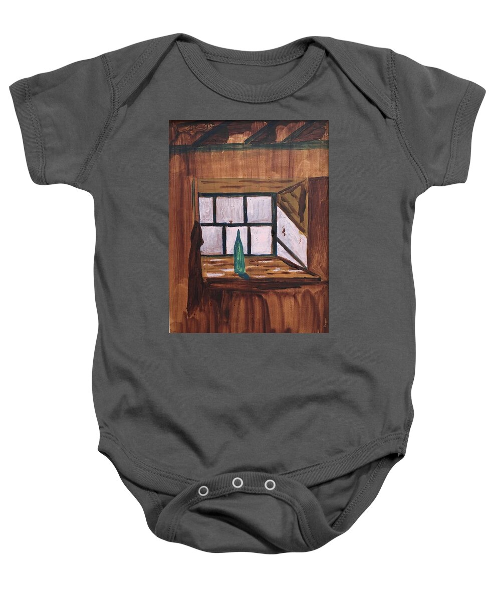Old Baby Onesie featuring the painting Old Barn by Roger Cummiskey