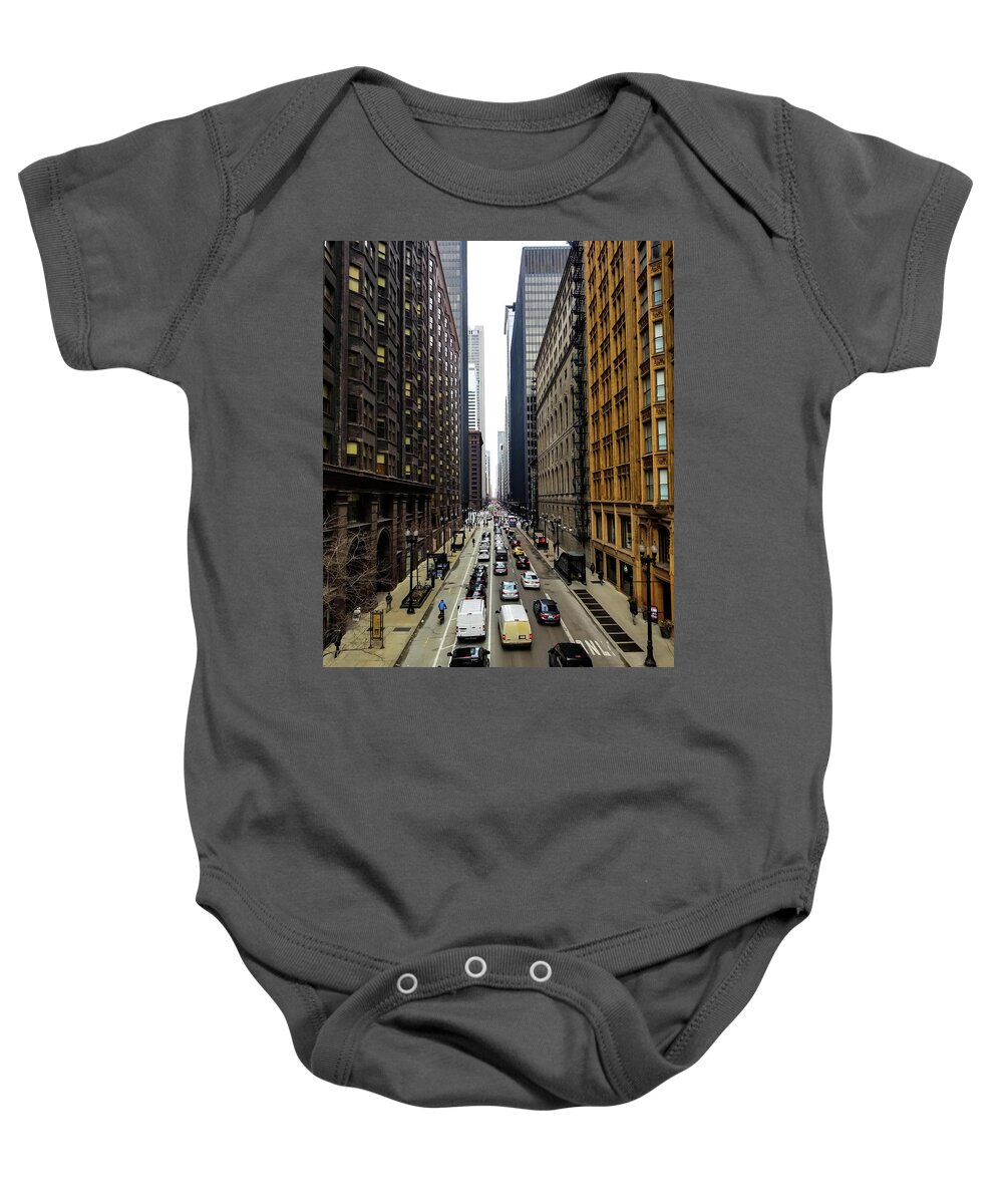 Chicago Baby Onesie featuring the photograph Old Chicago Skyscrapers 1890's by Britten Adams