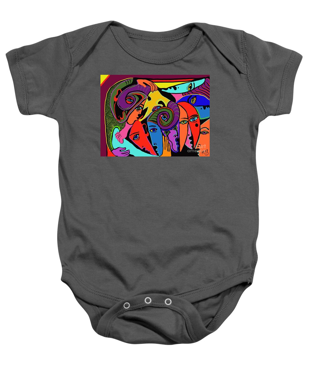  Baby Onesie featuring the digital art Old friends by Hans Magden