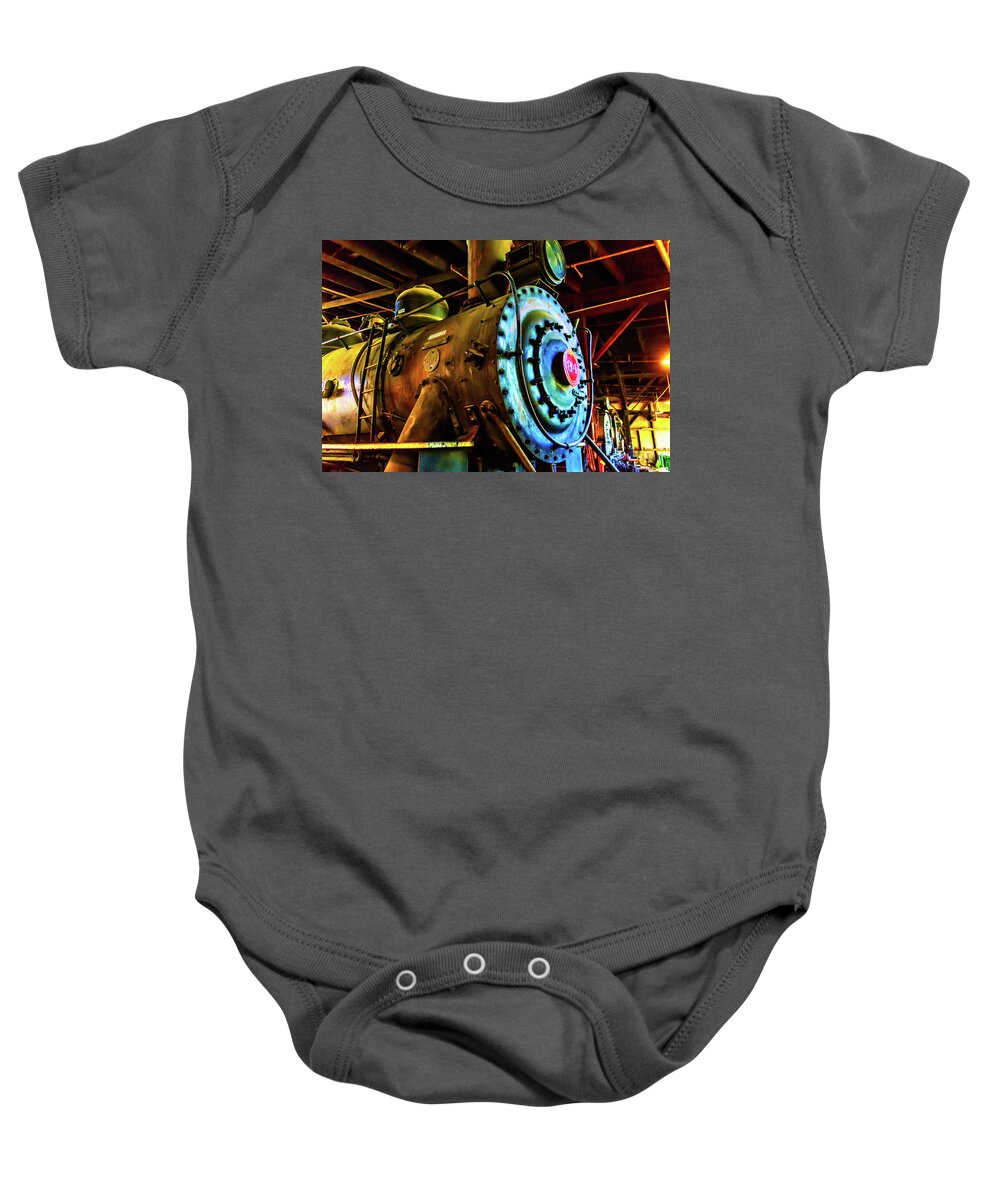 Historic Sierra No 34 Baby Onesie featuring the photograph Old locomotive No 34 by Garry Gay