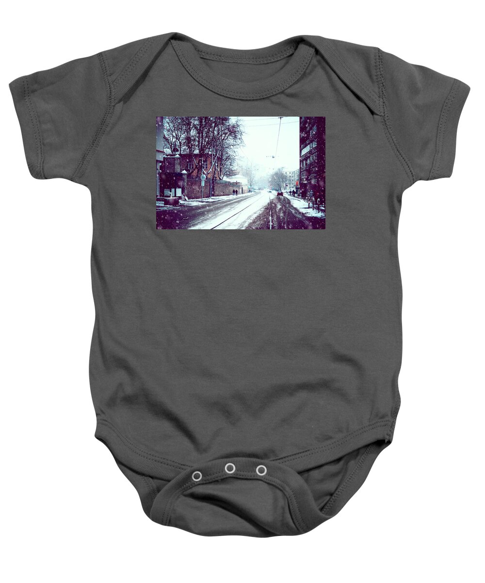 Jenny Rainbow Fine Art Photography Baby Onesie featuring the photograph Old Moscow Street. Snowy Days in Moscow by Jenny Rainbow
