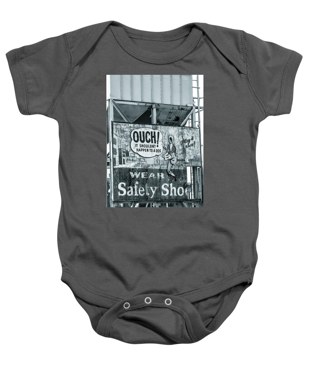 Sign Baby Onesie featuring the photograph Old shipyard sign by Jason Hughes