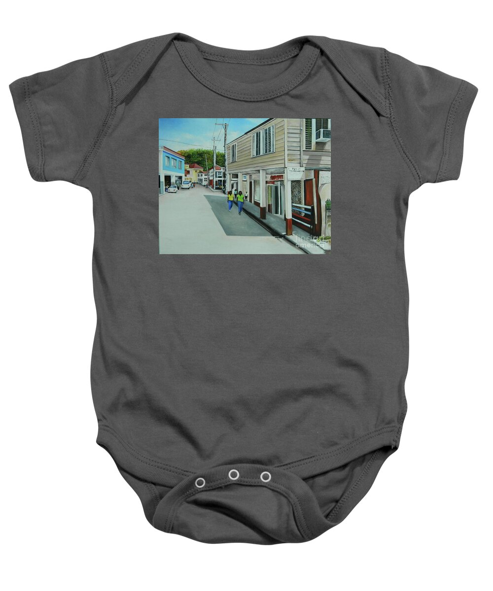 Caribbean Landscape Baby Onesie featuring the painting On A Beautiful Day by Kenneth Harris
