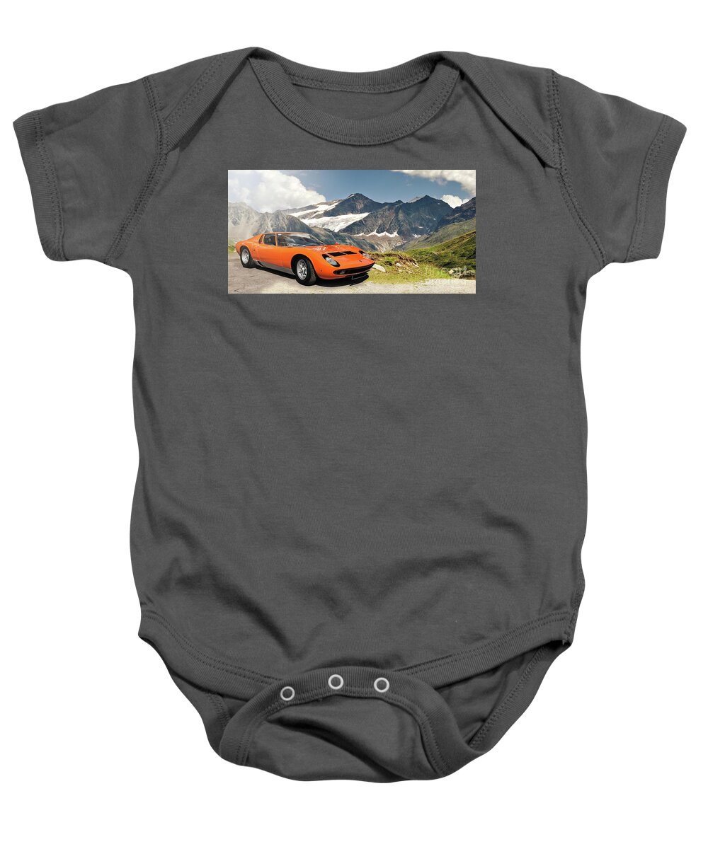 Lamborghini Baby Onesie featuring the photograph On days like these when skies are blue and fields are green by Roger Lighterness