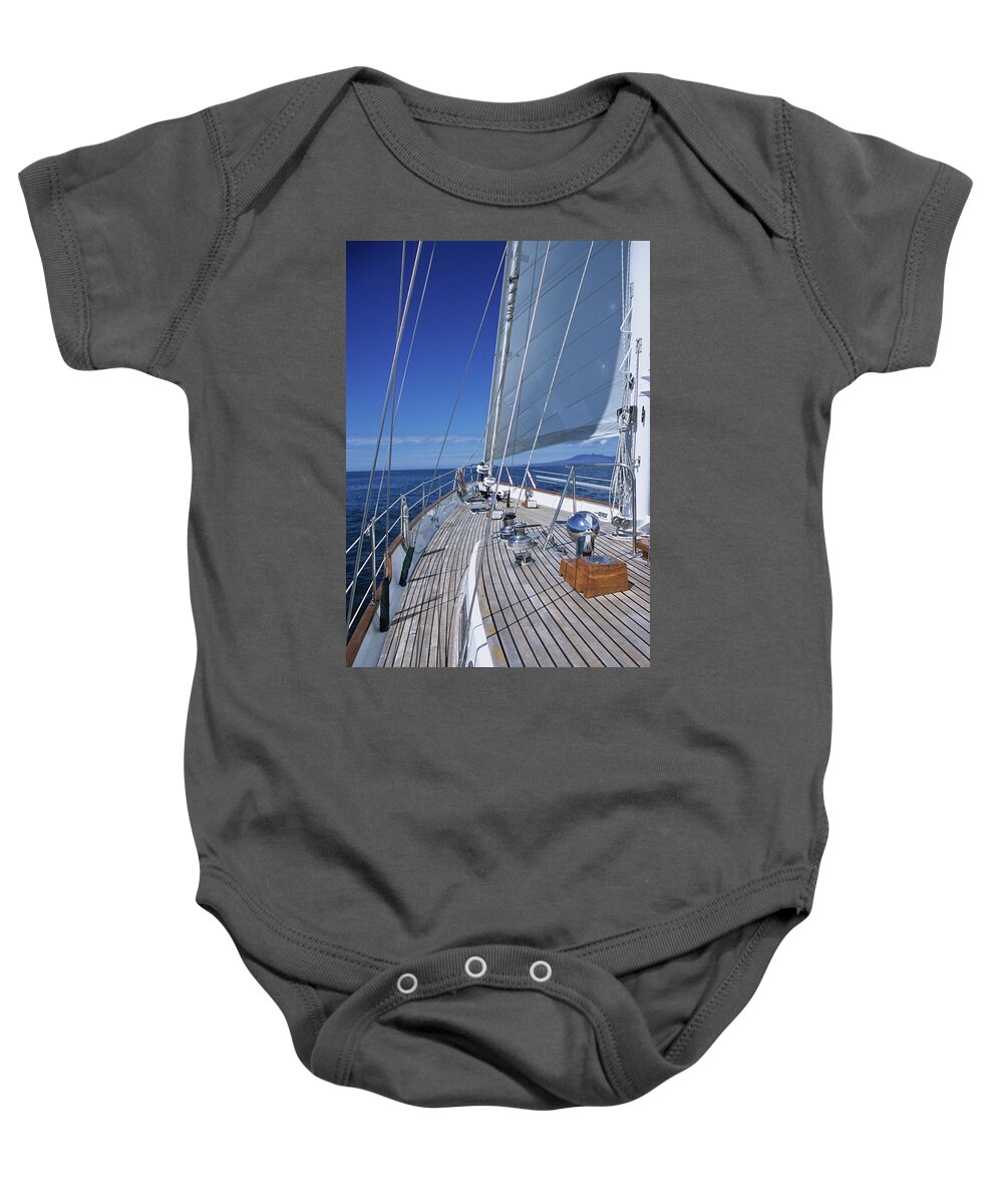 On Board Baby Onesie featuring the photograph On Deck off Mexico by David J Shuler