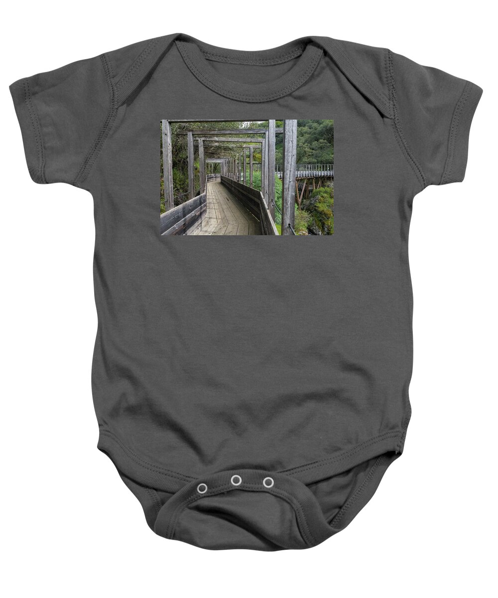 Bylt Baby Onesie featuring the photograph On the Boardwalk #1 by Robin Mayoff