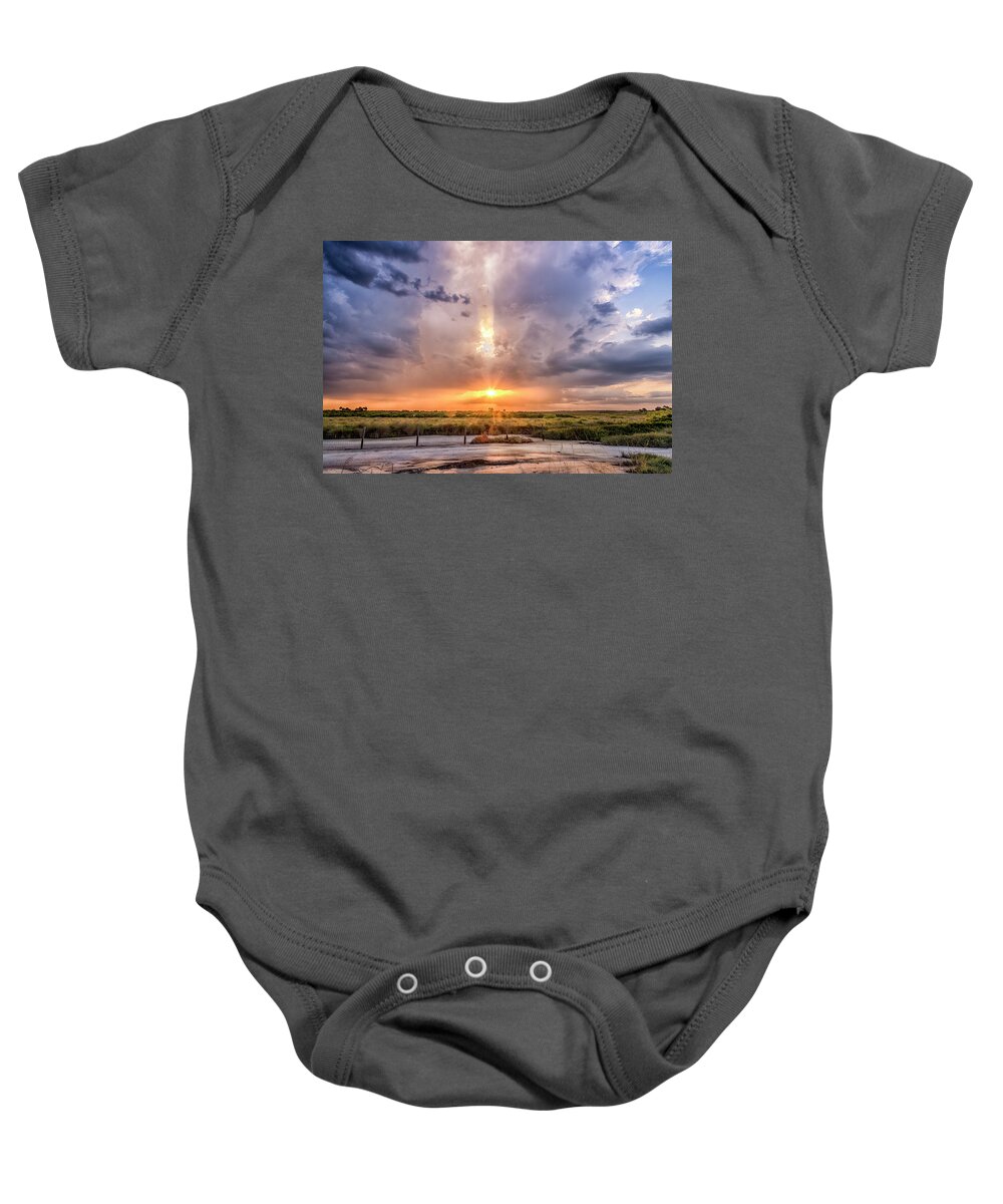 Sunset Baby Onesie featuring the photograph On The Road Again by Louise Hill