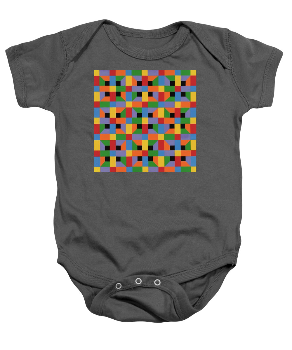 Abstract Baby Onesie featuring the painting Open Quadrilateral Lattice by Janet Hansen