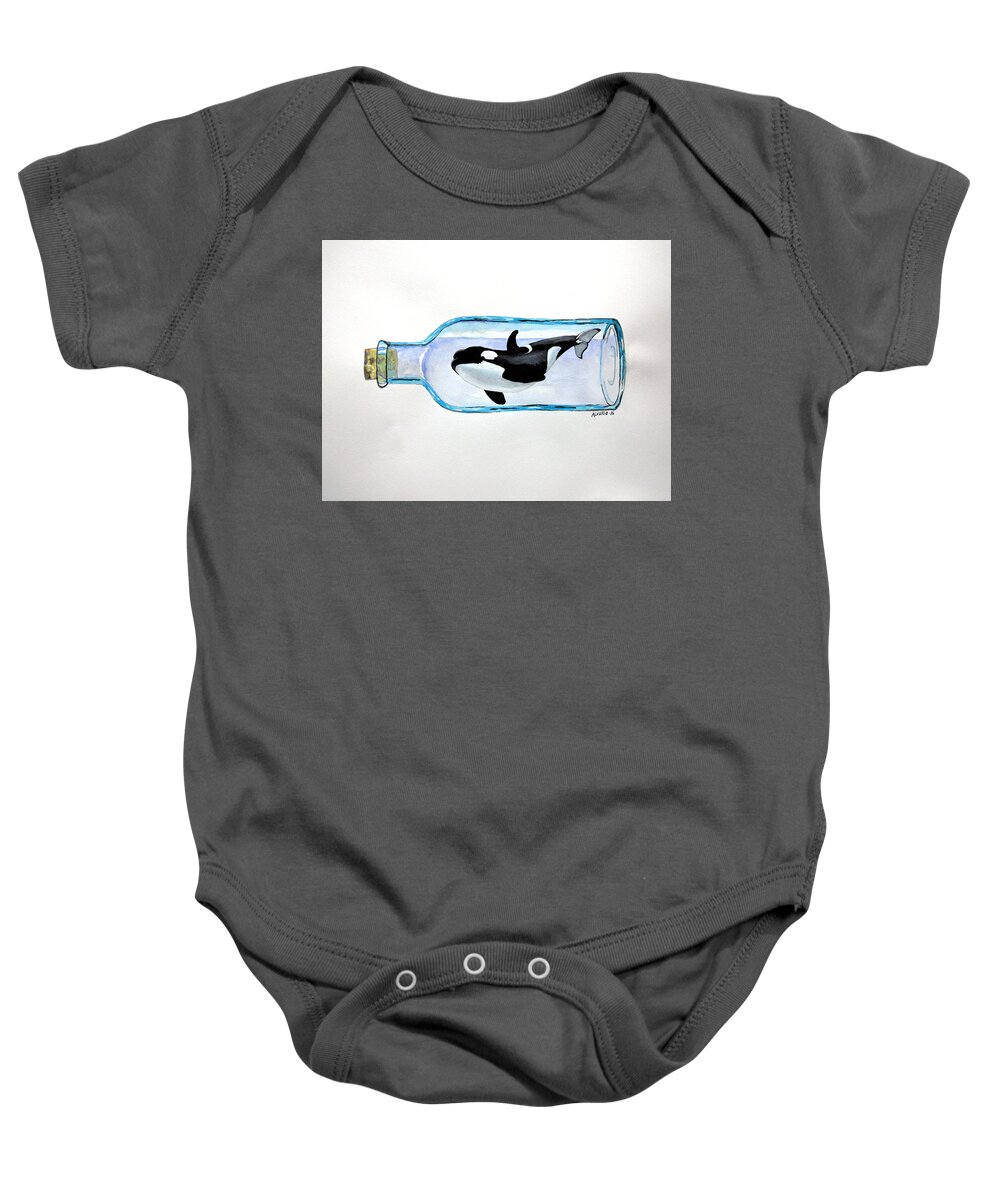 Killer Baby Onesie featuring the painting Orca by Edwin Alverio