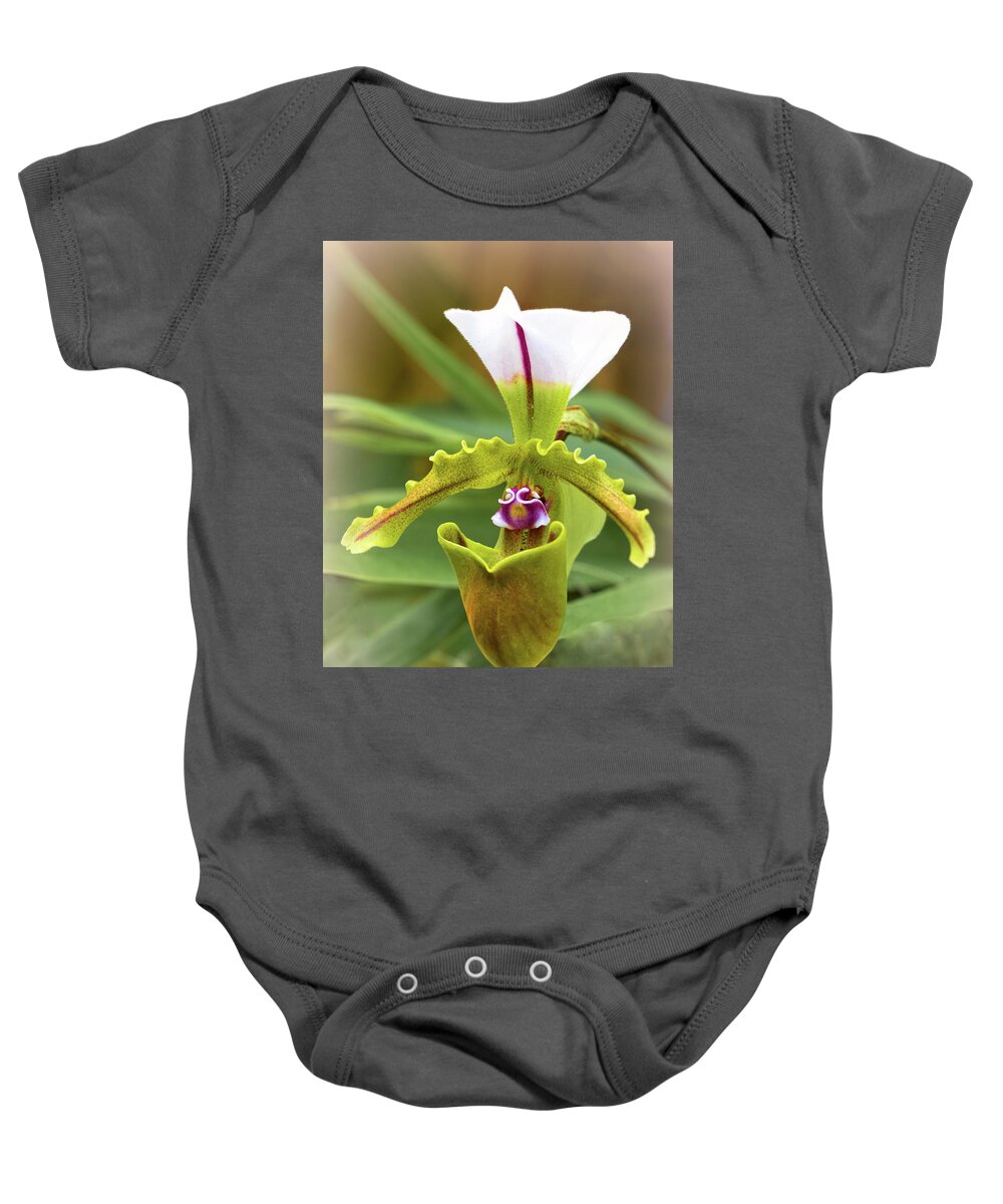 Selby Baby Onesie featuring the photograph Orchid Allure by Richard Goldman